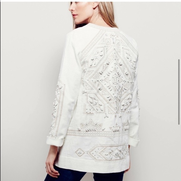 Free People Jackets & Blazers - Free People Beaded & Embroidered Oversize Blazer